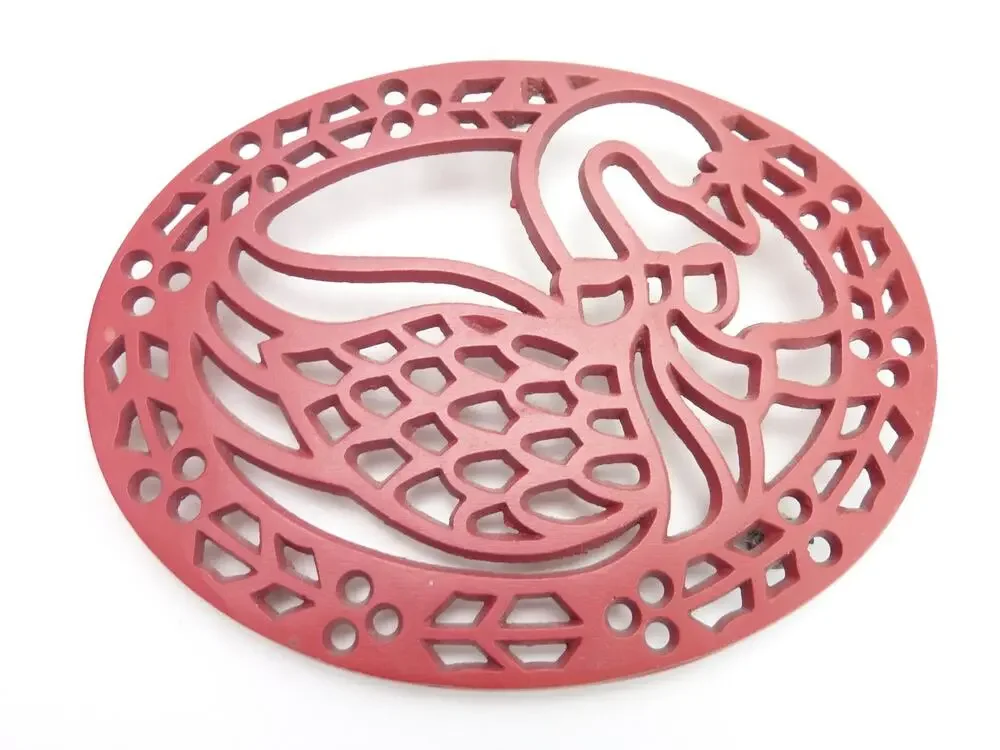 Vintage Red Cast Iron Trivet Goose Country Farmhouse Kitchen Decor Wall Hanging